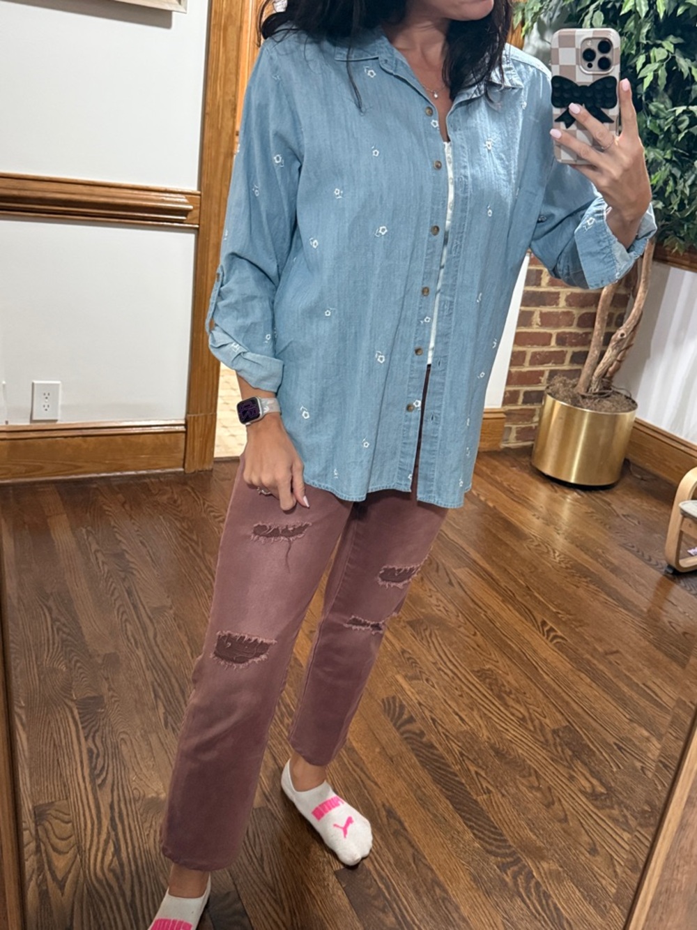 Jane and Delancey Light Blue Embroidered Button-Down Shirt